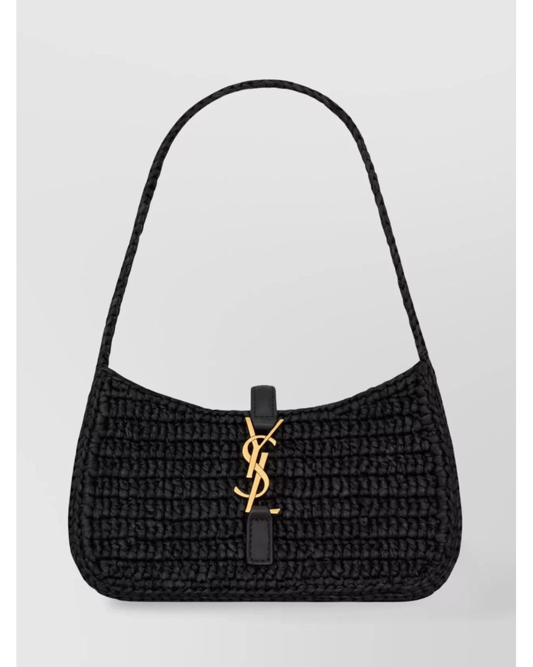 Saint Laurent Black Le 5 À 7 Mini Raffia Shoulder Bag