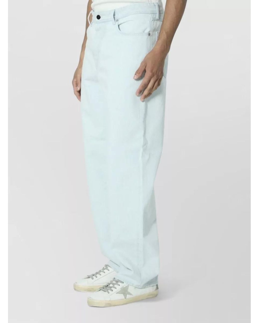 Stone Island Blue Denim Mid-Rise Wide-Leg Relaxed-Fit Jeans for men
