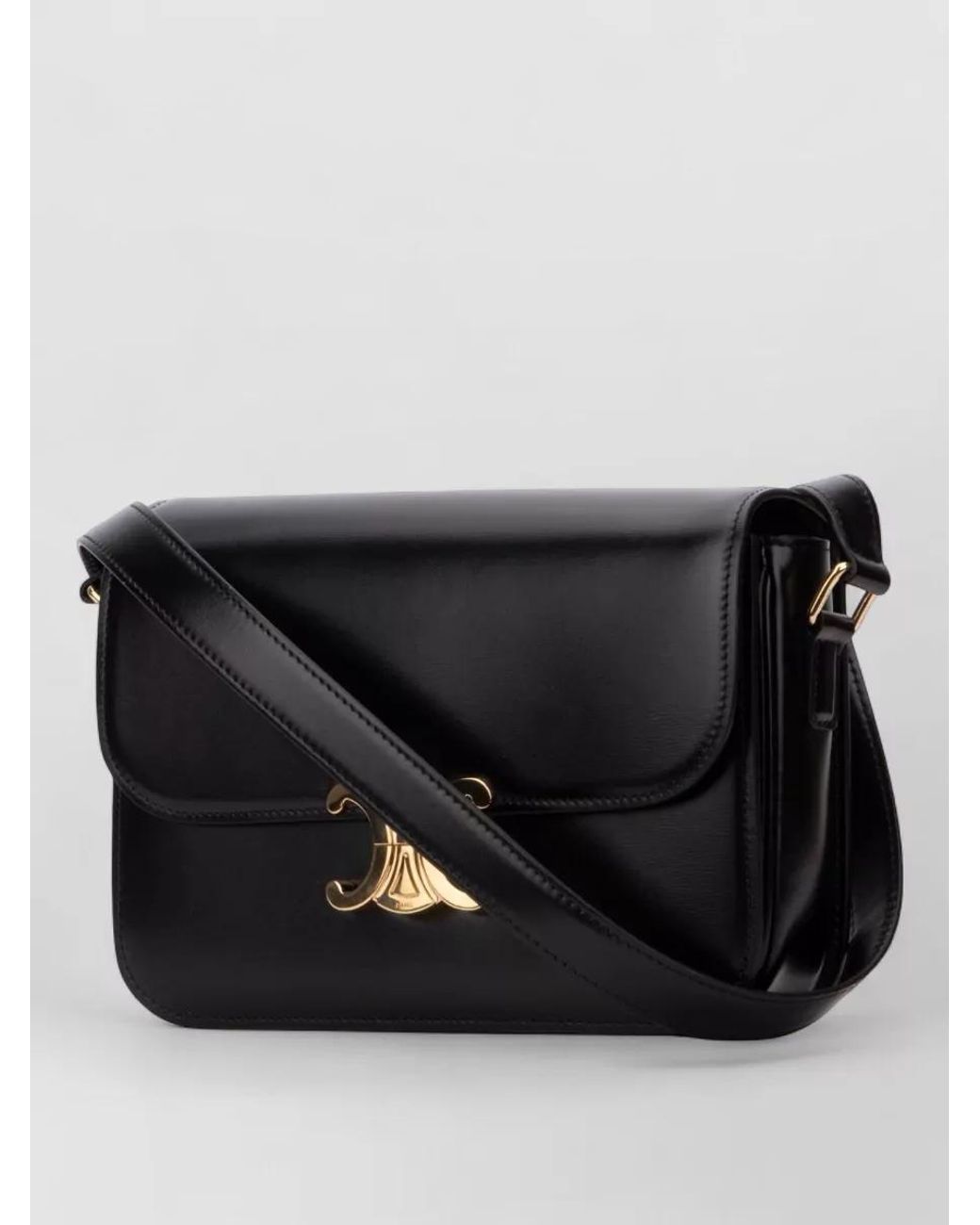 Céline Black Leather Triomphe Classique Shoulder Bag
