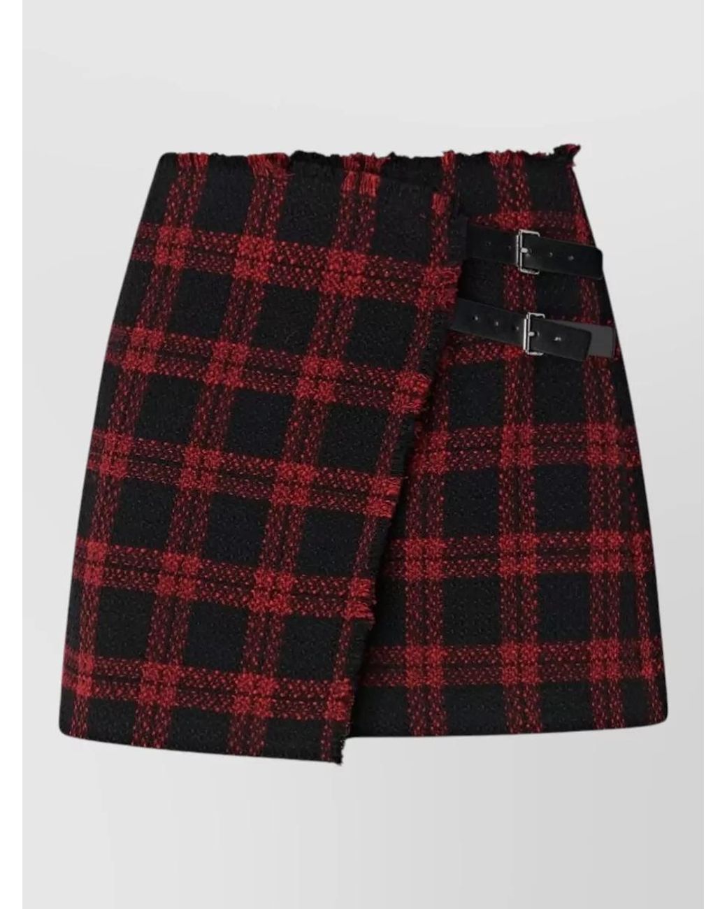 Pinko Red Tartan Wrap Mini Skirt