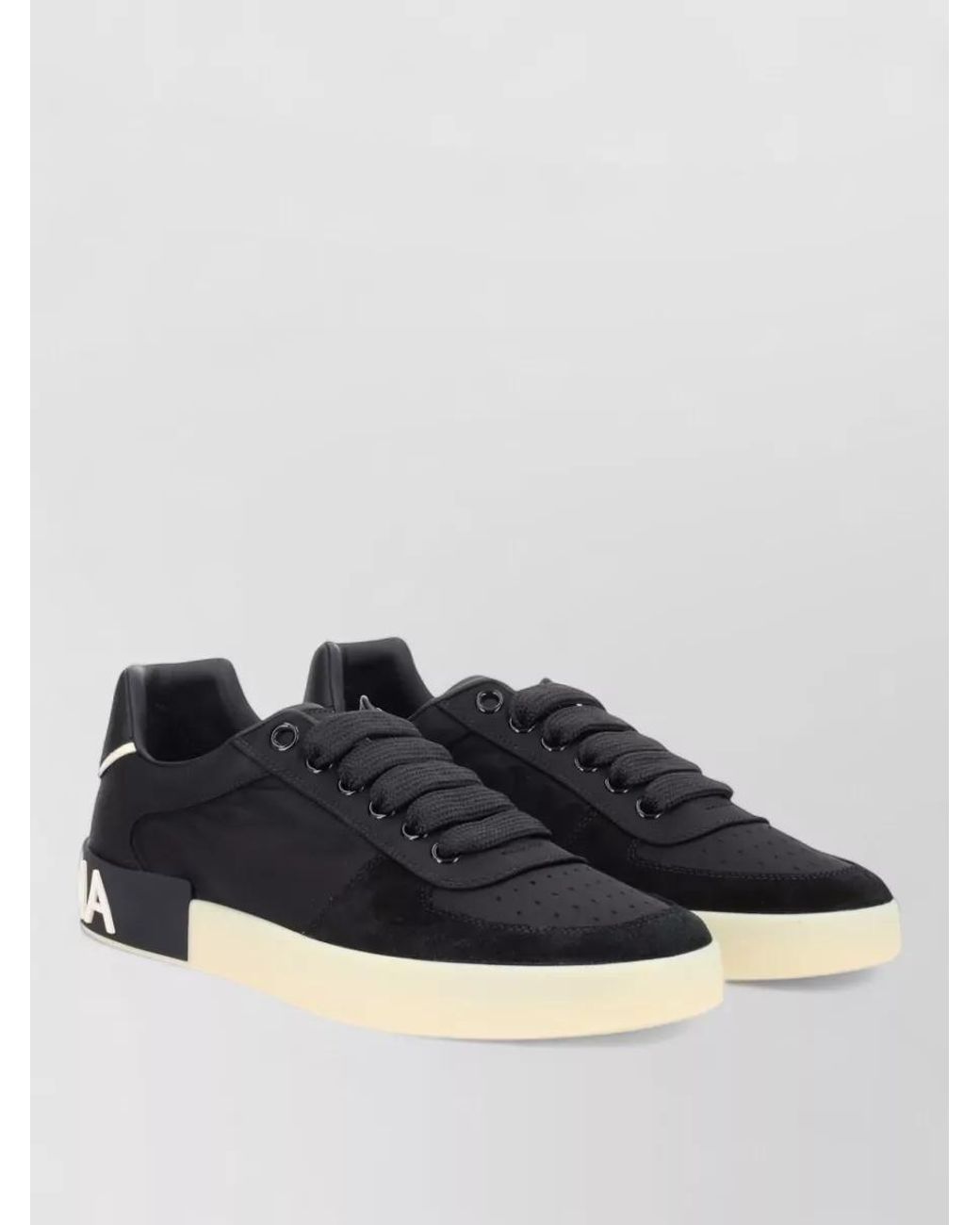 Dolce & Gabbana Black Portofino Nylon And Leather Low-Top Sneakers for men