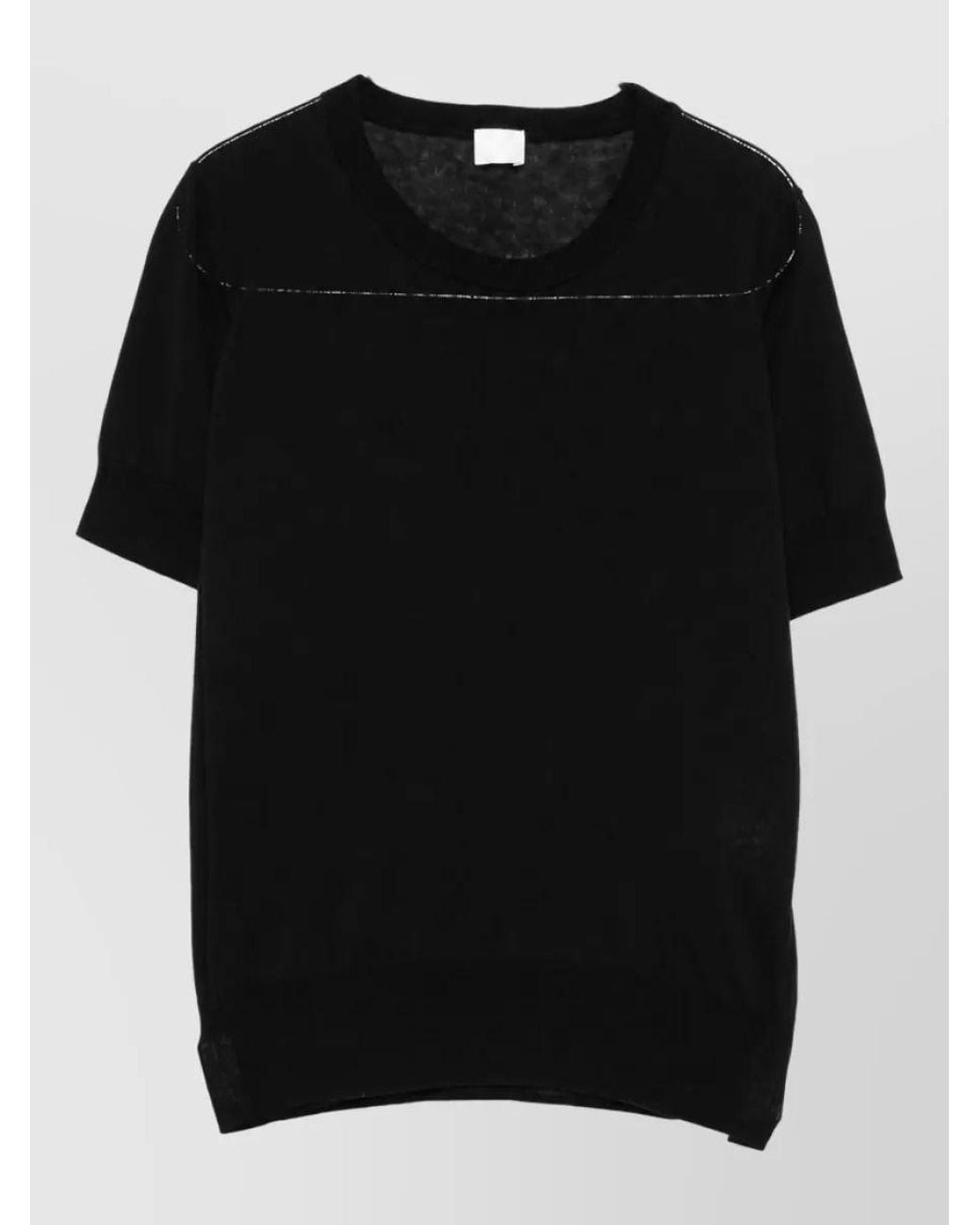 C.t. Plage Black Cotton Cashmere Crew Neck Short Sleeve T-Shirt