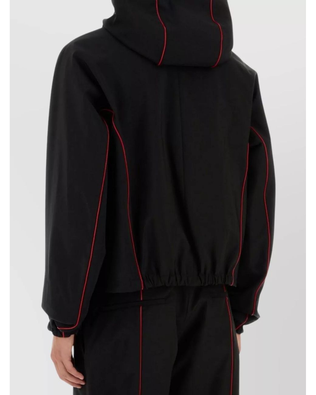 Ferragamo Black Rubber Trim Hooded Jacket for men