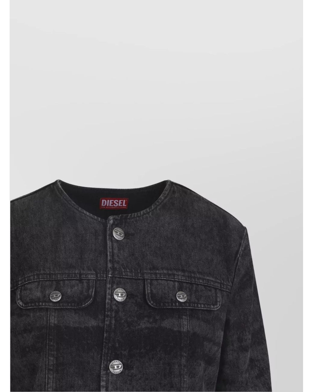 DIESEL Blue Denim Cropped Collarless Jacket
