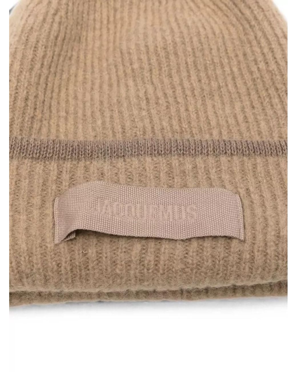 Jacquemus Natural Ribbed Alpaca Wool Beanie