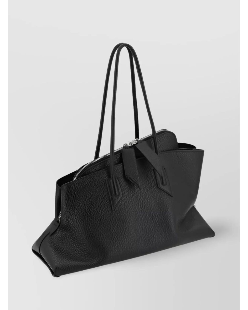 The Attico Black Medium Hammered Leather Shoulder Bag