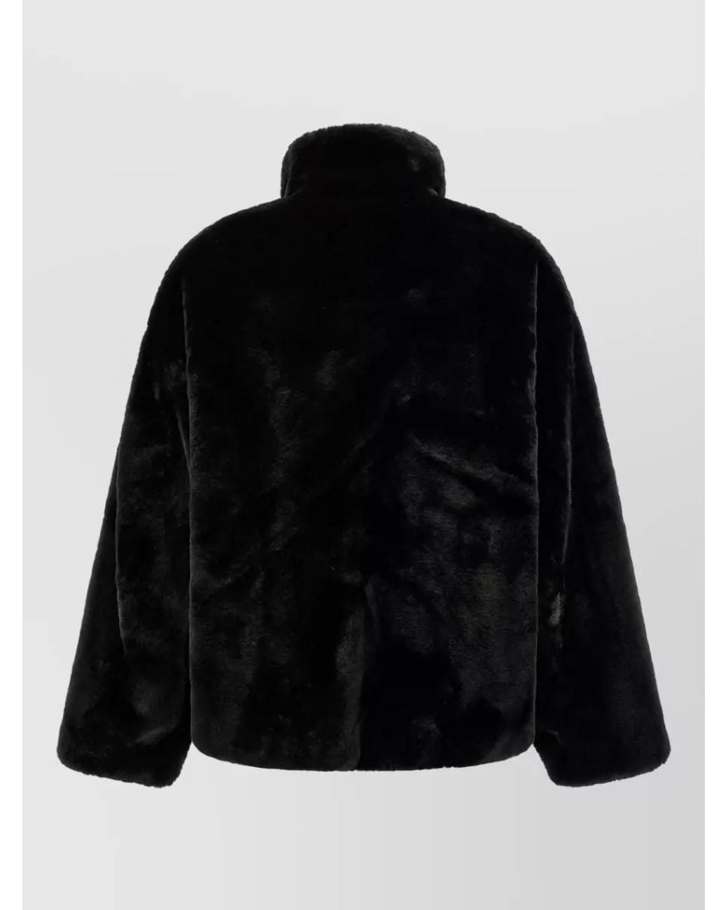 Tatras Black Faux Fur Oversized High Neck Coat