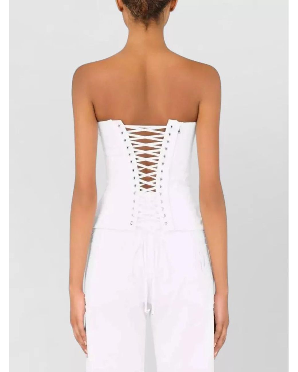 Dolce & Gabbana White Paneled Sleeveless Bustier Top