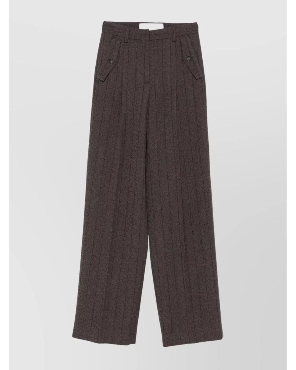 Golden Goose Deluxe Brand Gray Virgin Wool High-Rise Pinstripe Wide-Leg Trousers