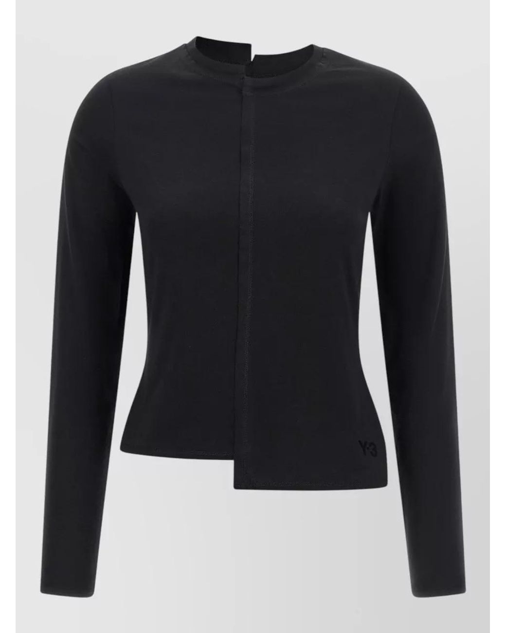 Y-3 Black Cotton Asymmetric Long-Sleeve T-Shirt