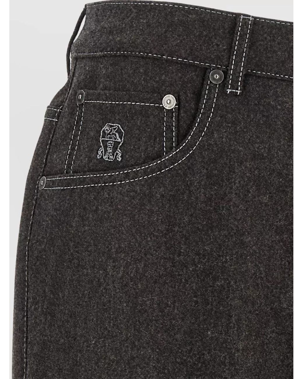 Brunello Cucinelli Gray Virgin Wool Straight-Leg Trousers for men