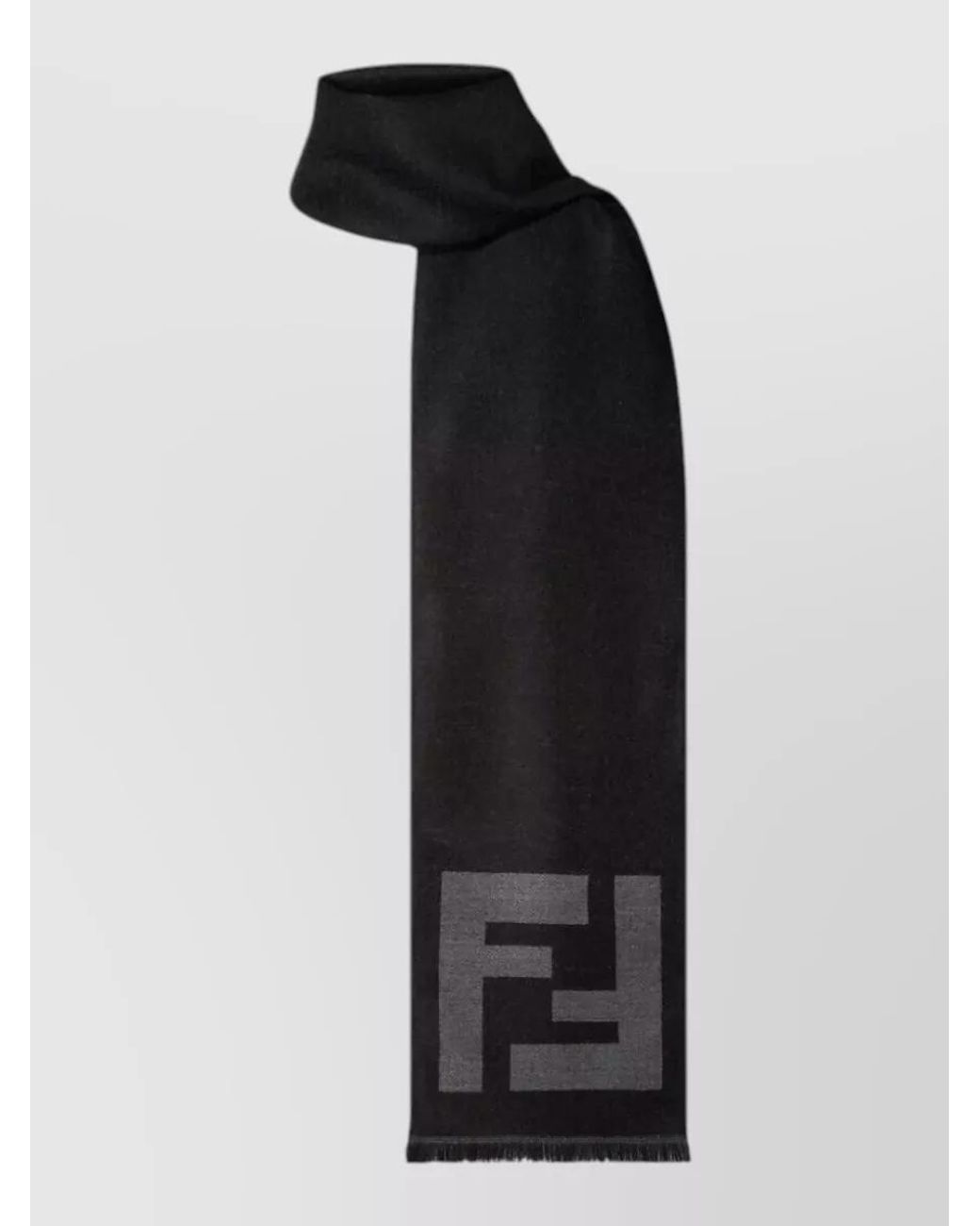 Fendi Black Fine-Knit Logo-Jacquard Scarf for men