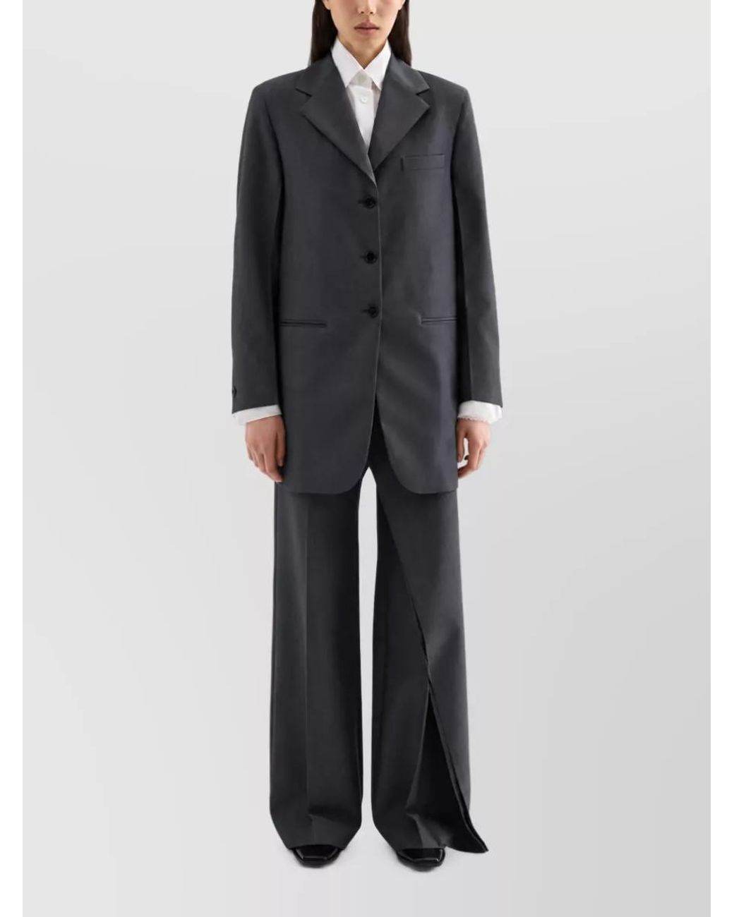 Jil Sander Gray Relaxed-Fit Wool Tailored Trousers