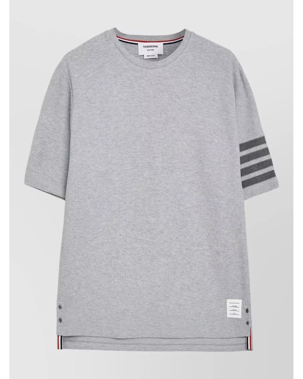 Thom Browne Gray Textured Cotton Short-Sleeve T-Shirt for men