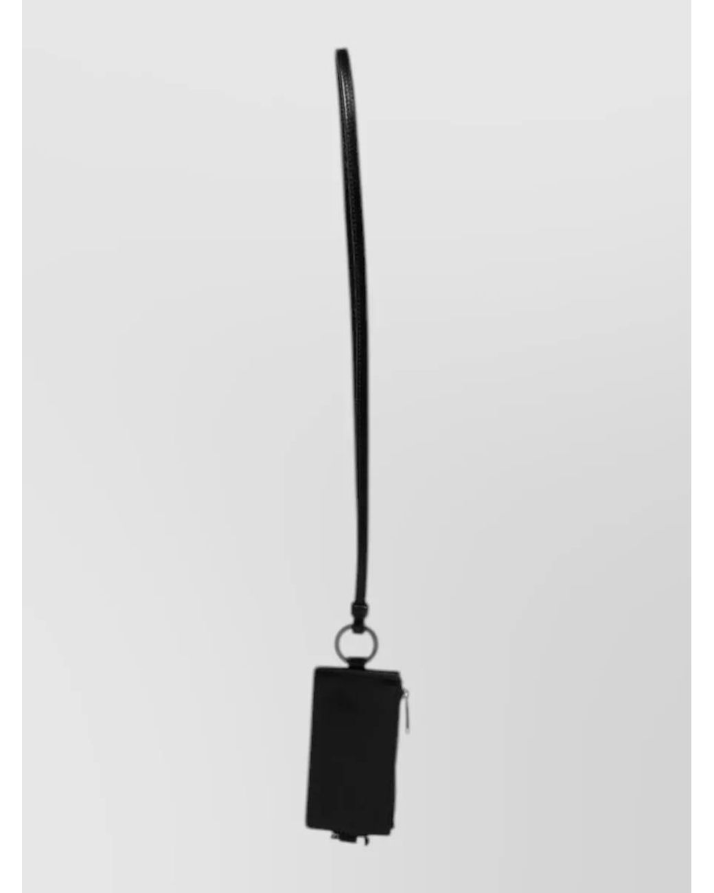 Dolce & Gabbana Black Leather Lanyard Card Holder for men