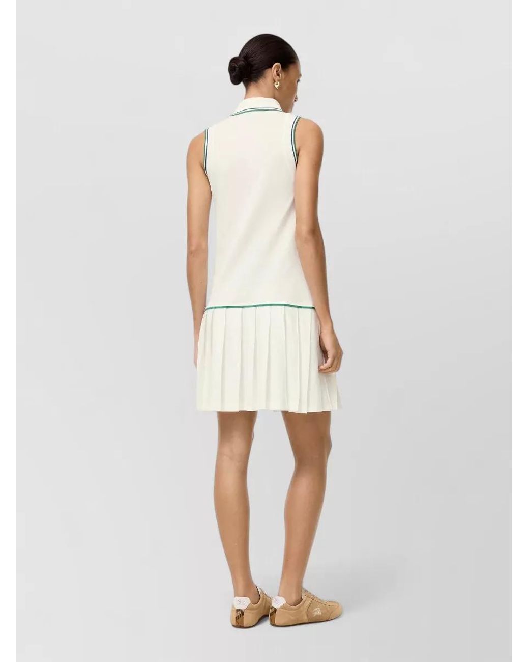 Burberry White Cotton Pleated Mini Dress