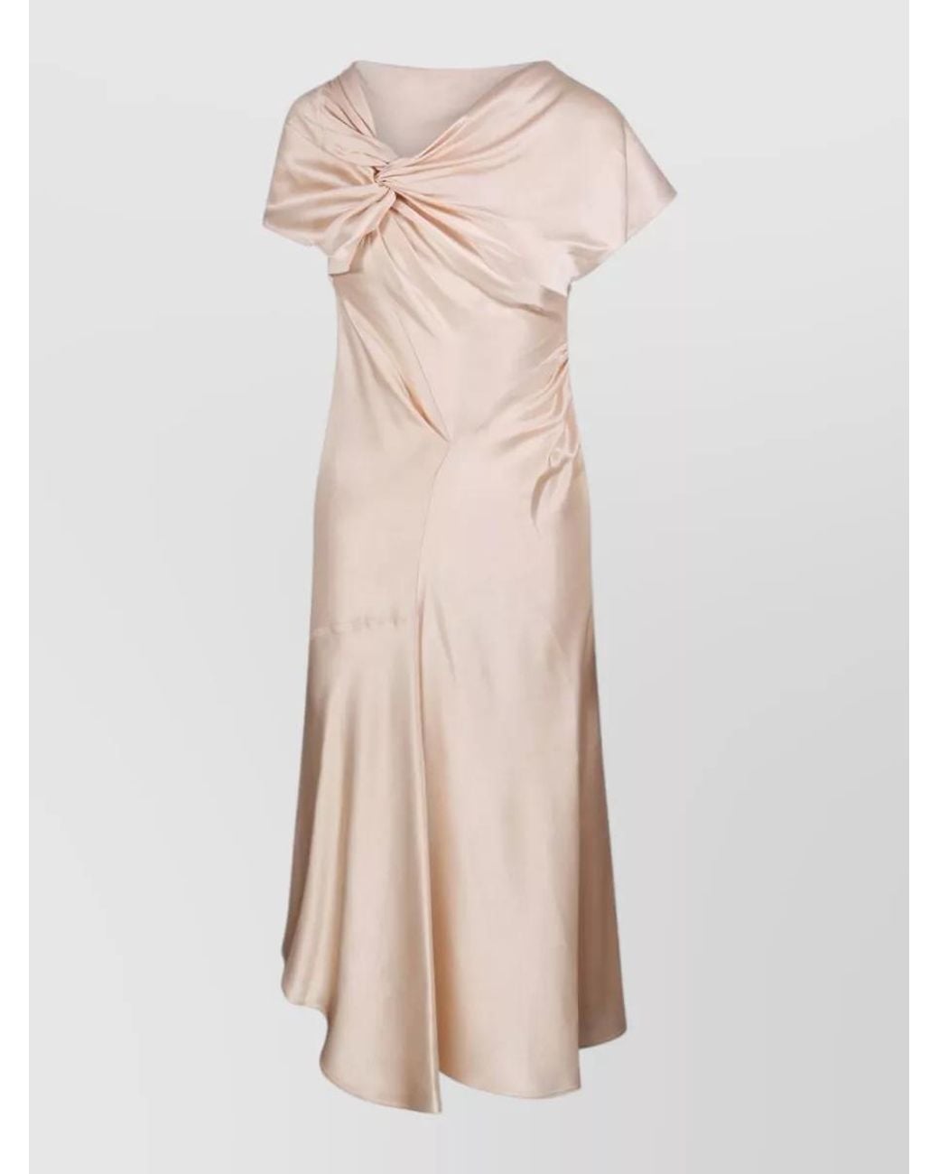 Victoria Beckham Natural Asymmetric Knot Maxi Dress
