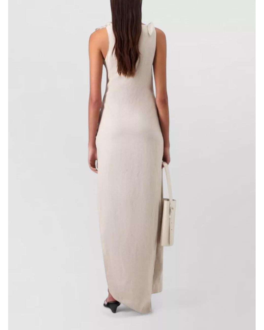 Coperni White Linen Sleeveless Asymmetric Maxi Dress