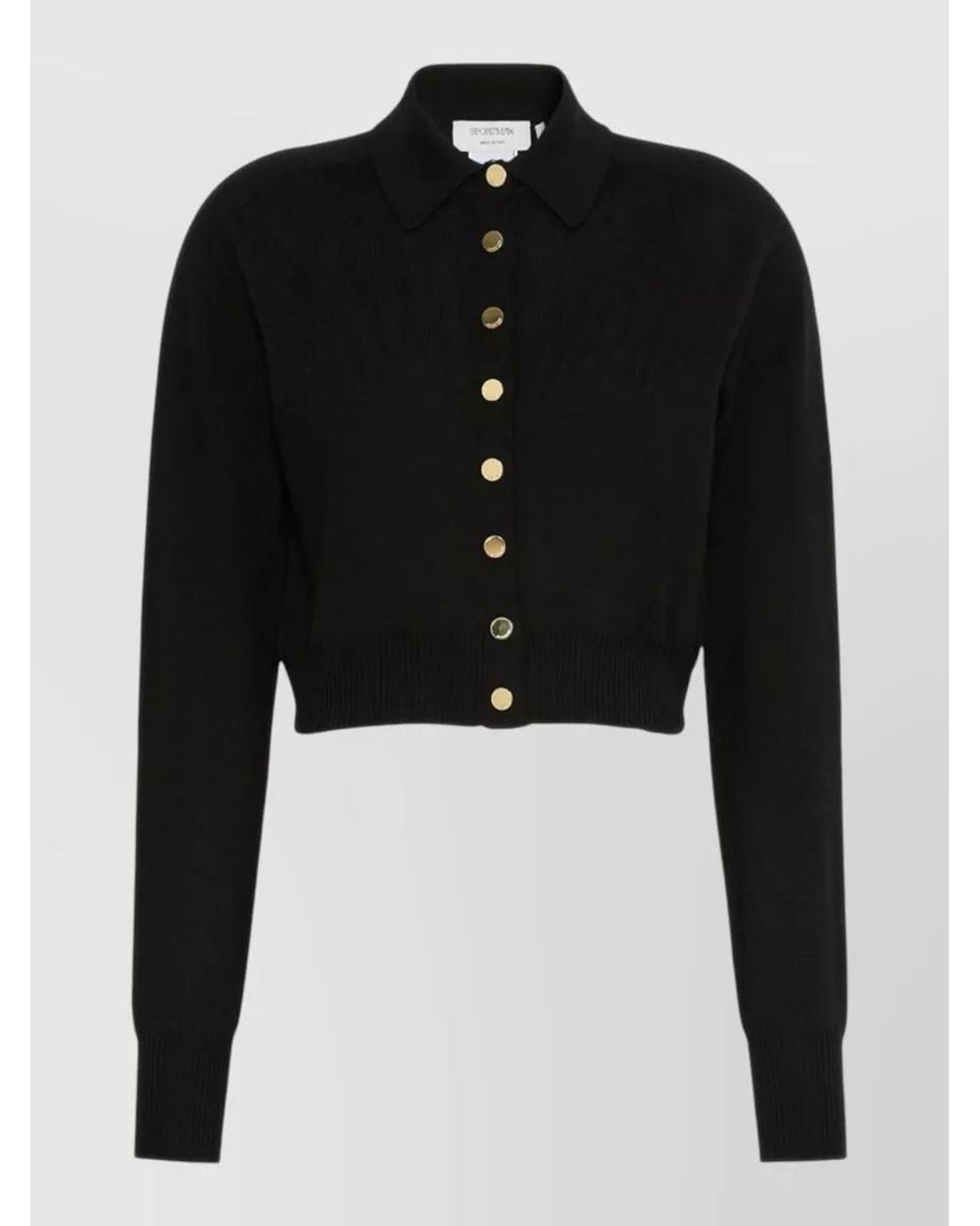 Sportmax Black Ribbed Virgin Wool Regular-Fit Cardigan