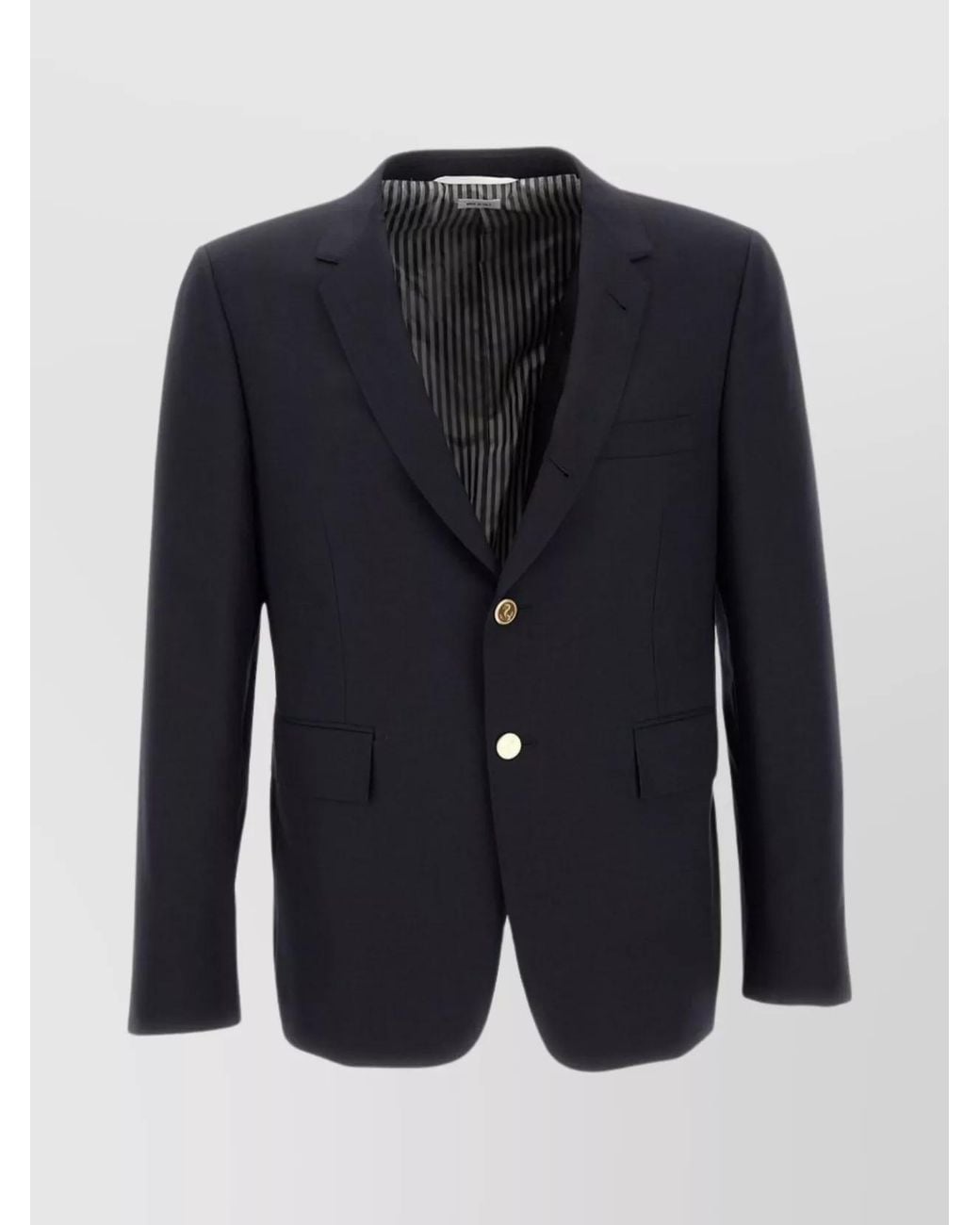 Thom Browne Blue Wool Blazer With Notch Lapels And Back Vents for men