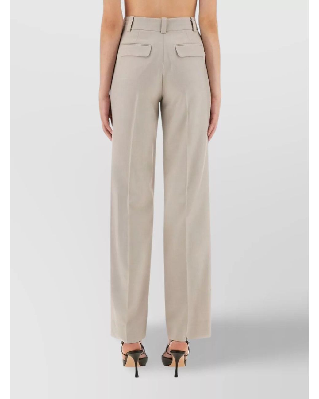 Victoria Beckham Natural Wide-Leg Trousers