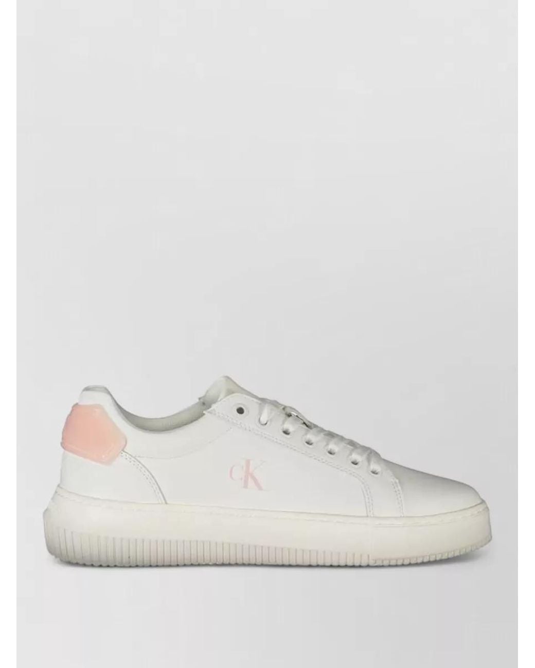 Calvin Klein White Leather Lace-Up Sneakers
