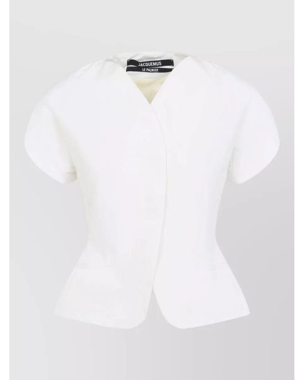 Jacquemus White Fitted V-Neck Short-Sleeve Jacket