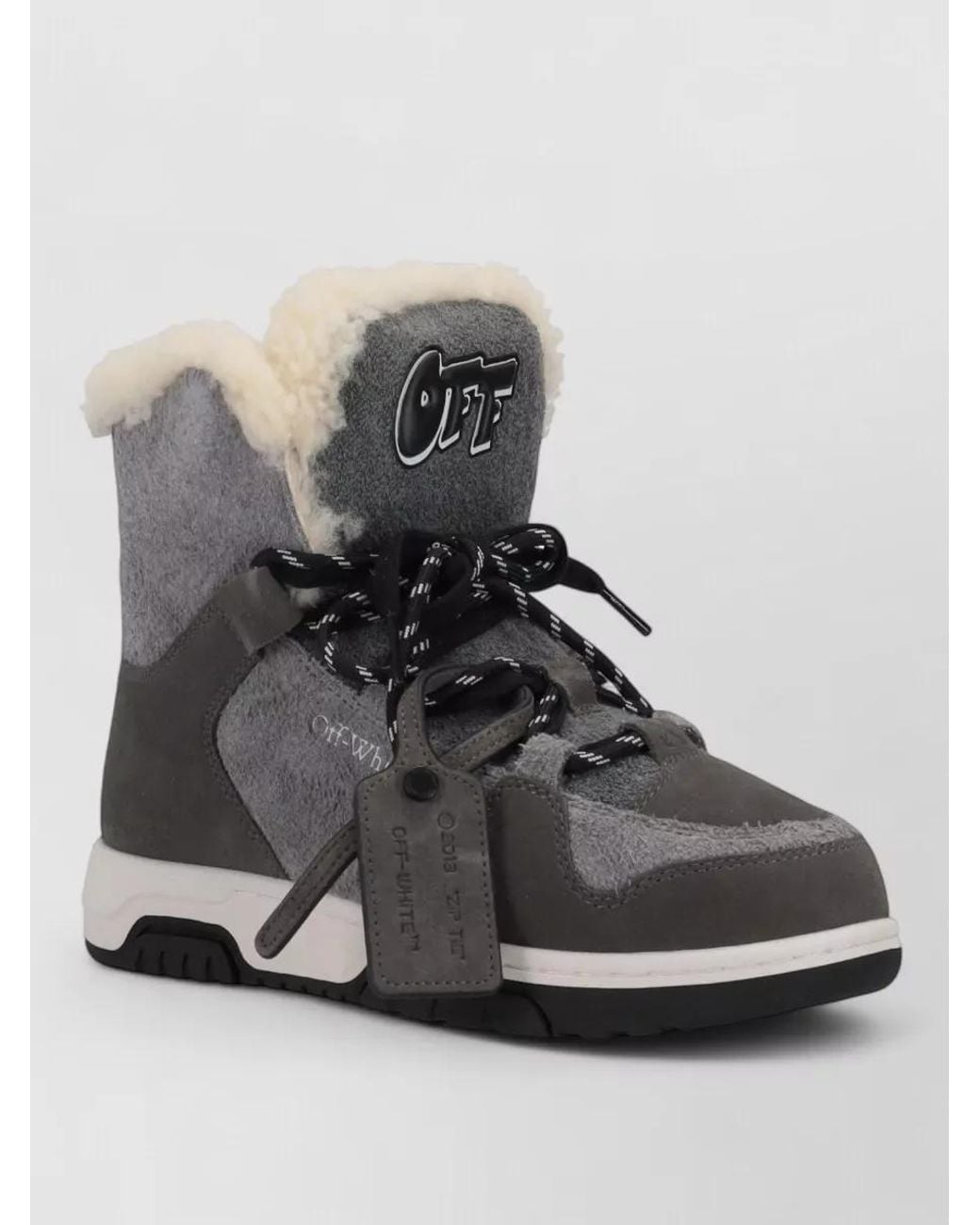Off-White c/o Virgil Abloh Gray Leather High-Top Sneakers
