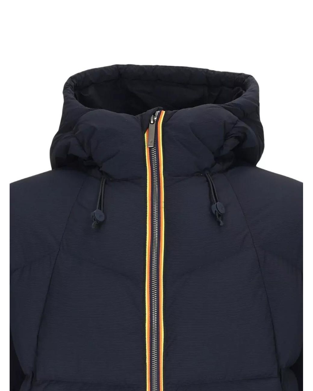 K-Way Blue Nylon Quilted Hooded Puffer Jacket for men