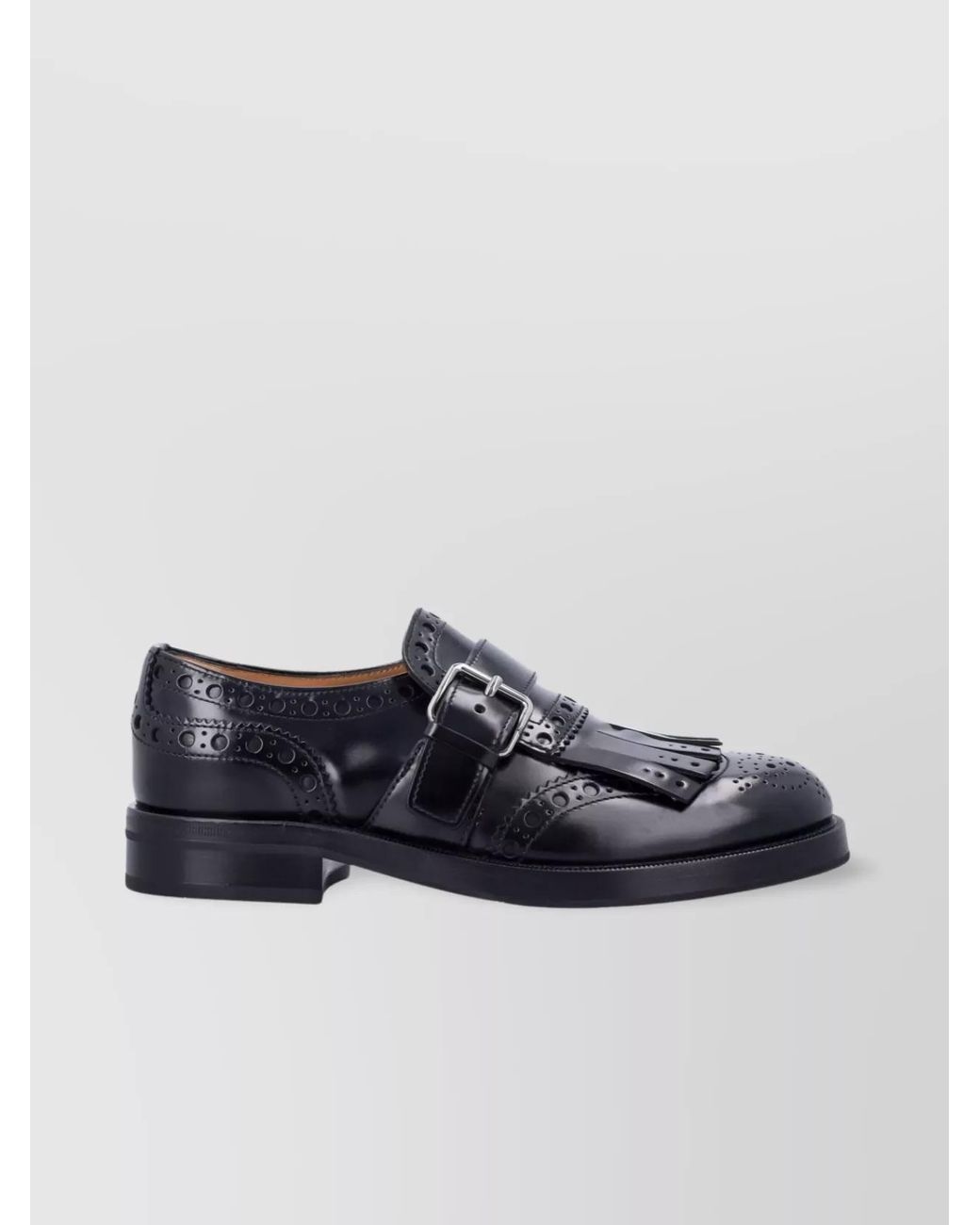 Church's Blue Leather Fringe Monk Strap Loafers