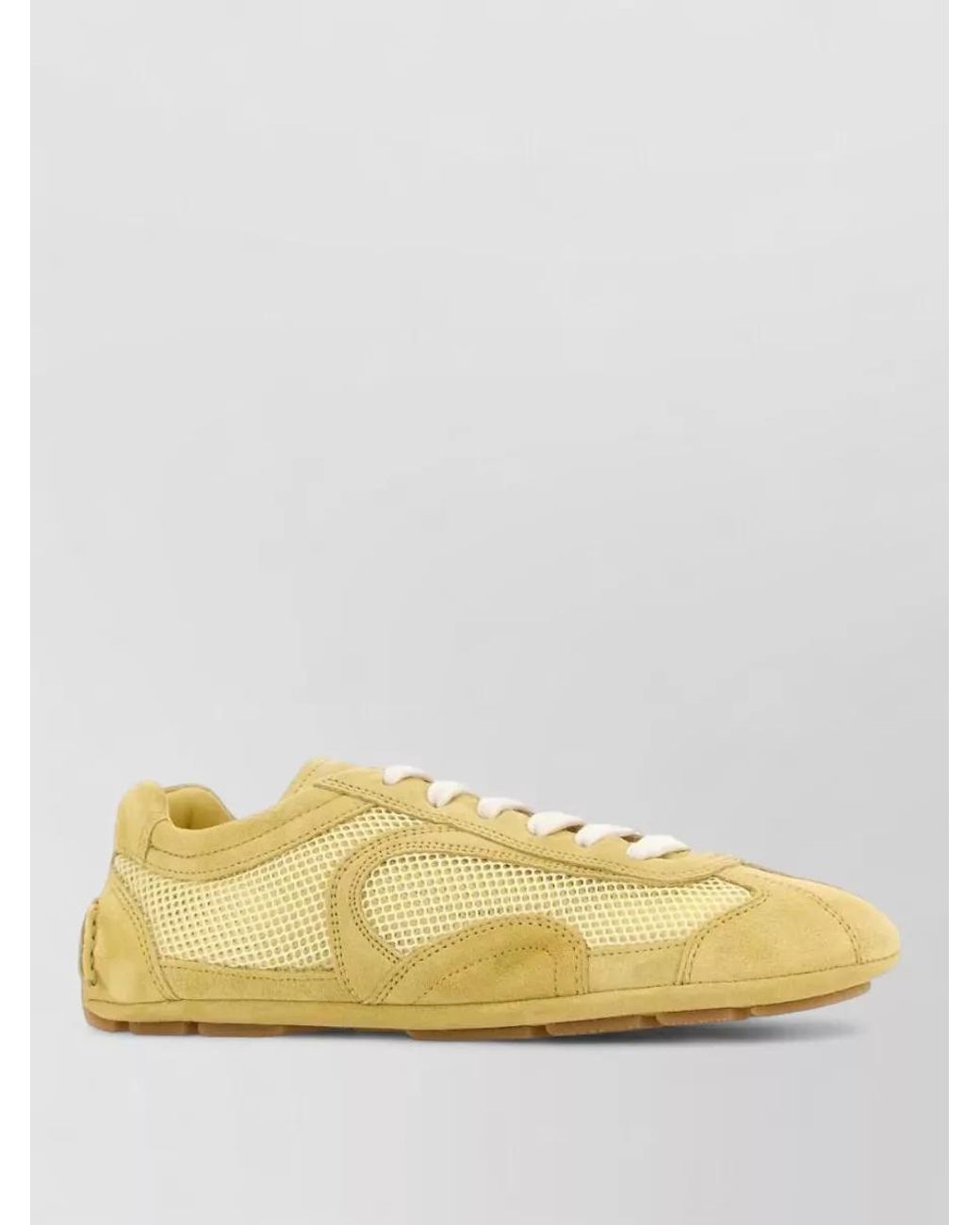 Prada Yellow Suede And Mesh Low-Top Sneakers