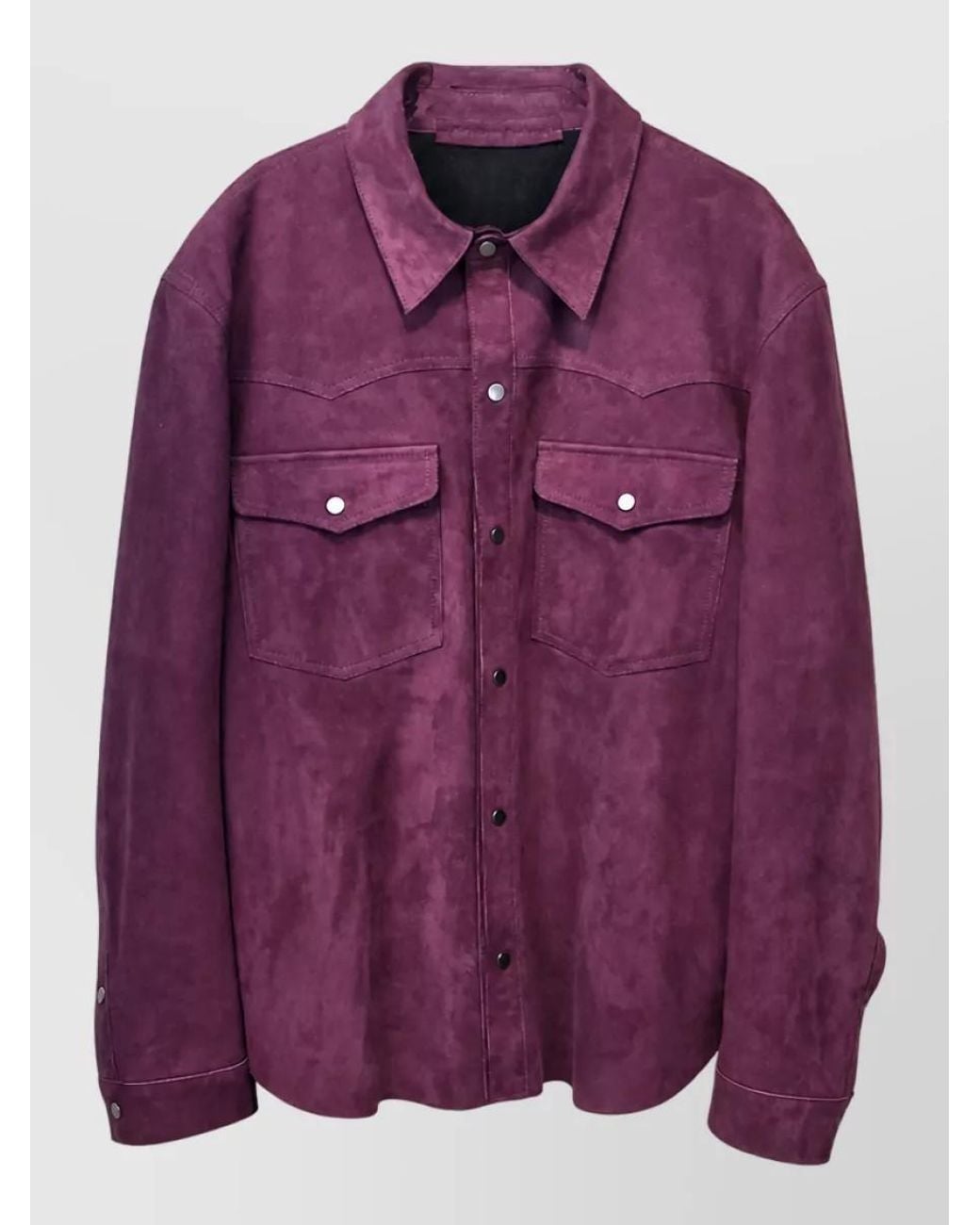Salvatore Santoro Purple Leather Shirt Jacket for men