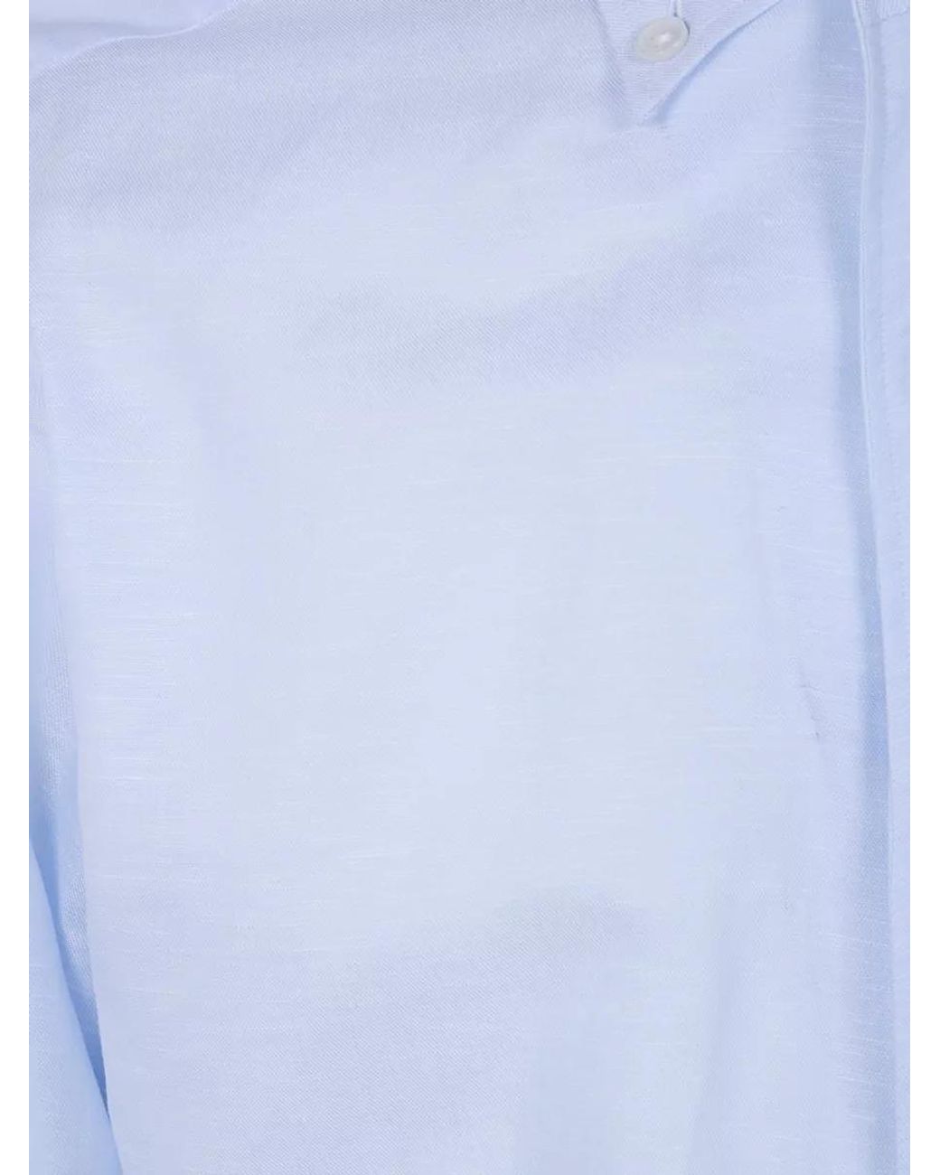 Barba Napoli Blue Cotton Linen Shirt for men