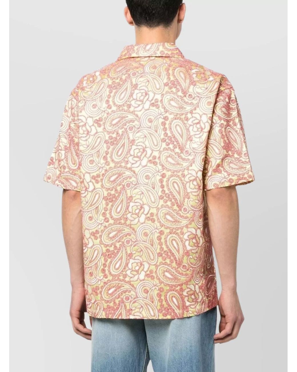 Bluemarble Pink Paisley Print Short Sleeve Shirt for men