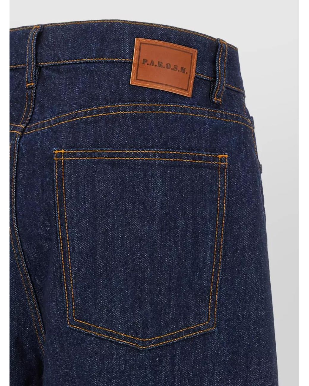 P.A.R.O.S.H. Blue Denim Wide-Leg Turn-Up Jeans