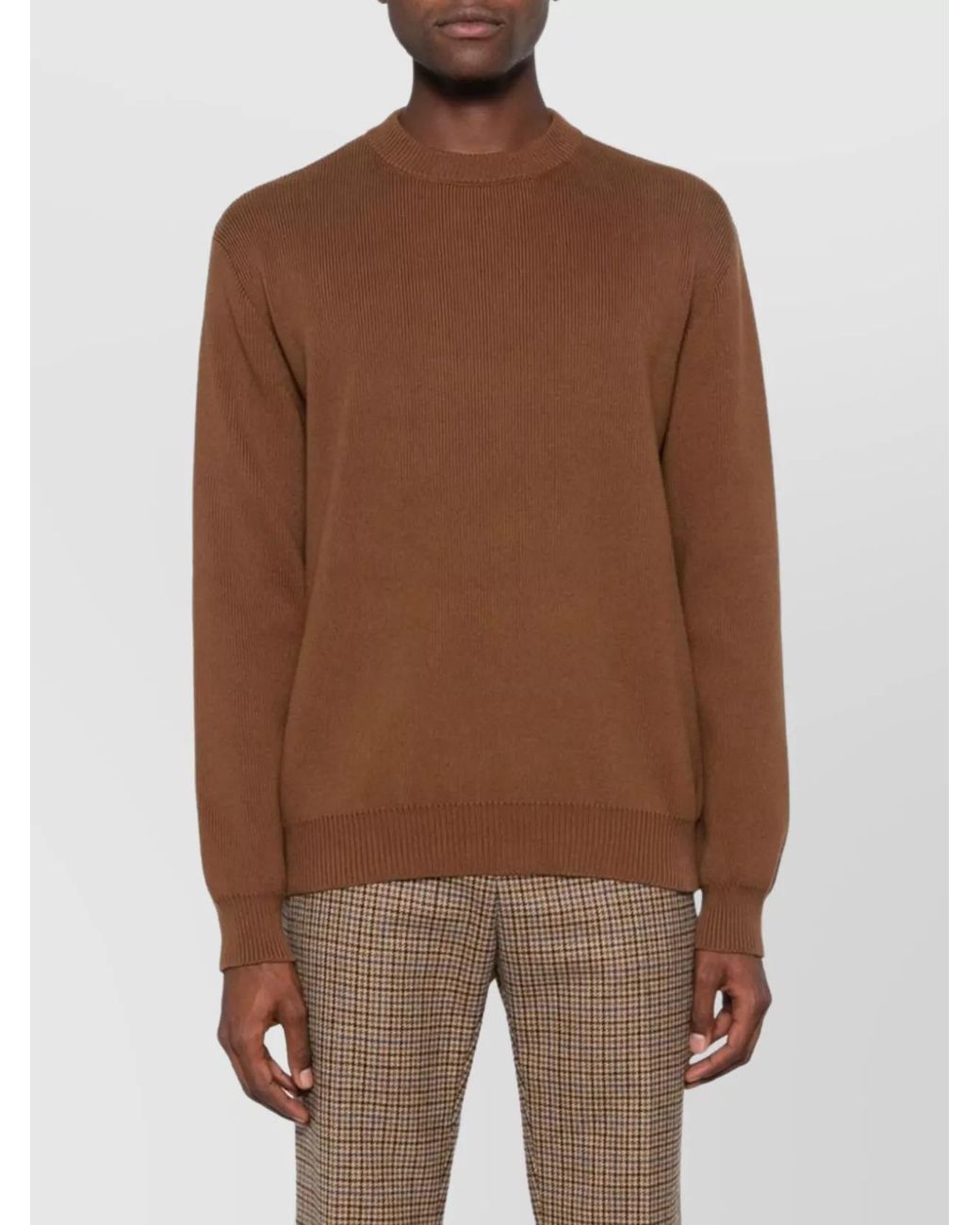 Golden Goose Deluxe Brand Brown Ribbed Knit Crewneck Sweater for men