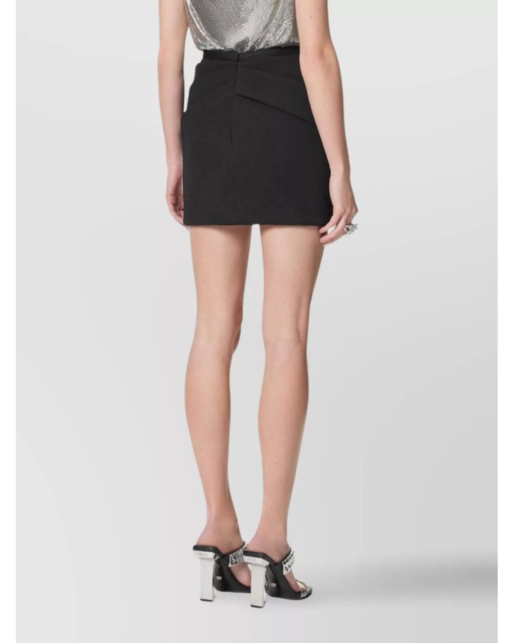 Versace Black Wool High-Rise Draped Mini Skirt