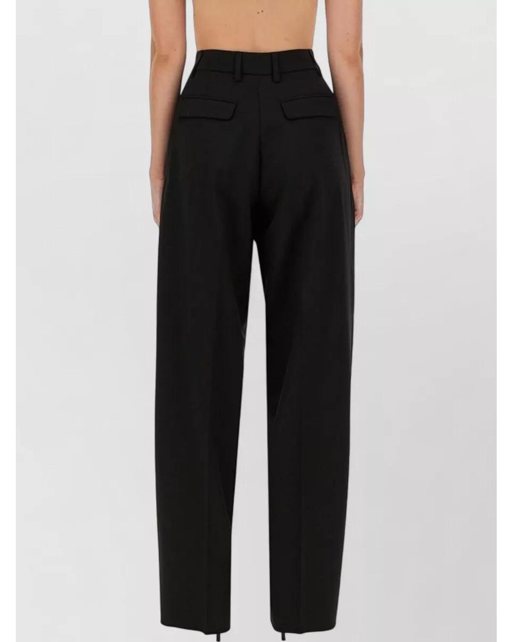Thelatest Black Wool-Blend Regular-Fit Wide-Leg Trousers