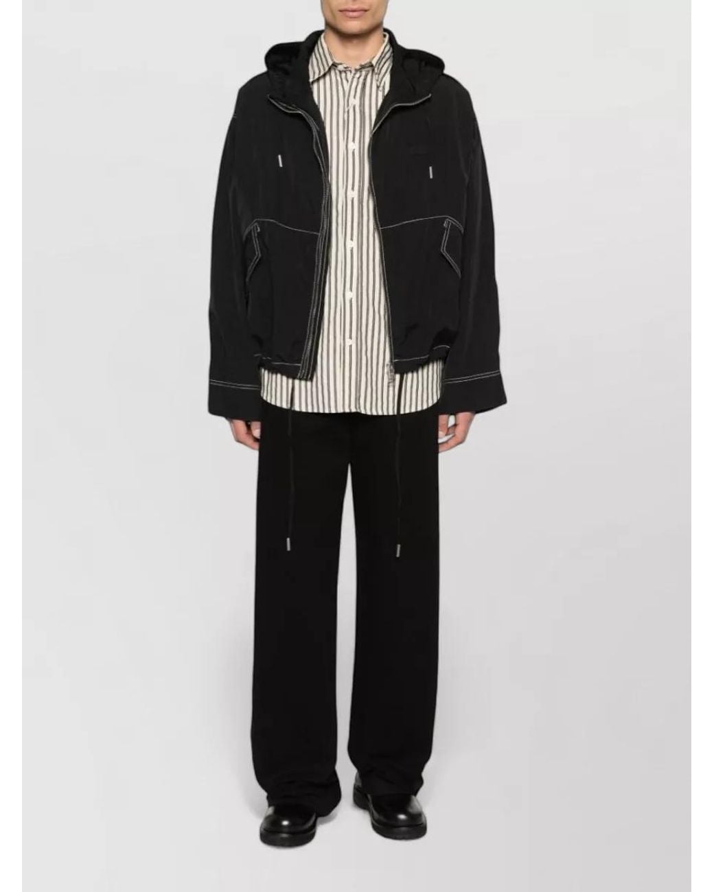 AMI Black Boxy Cropped Jacket With Zipper Closure for men