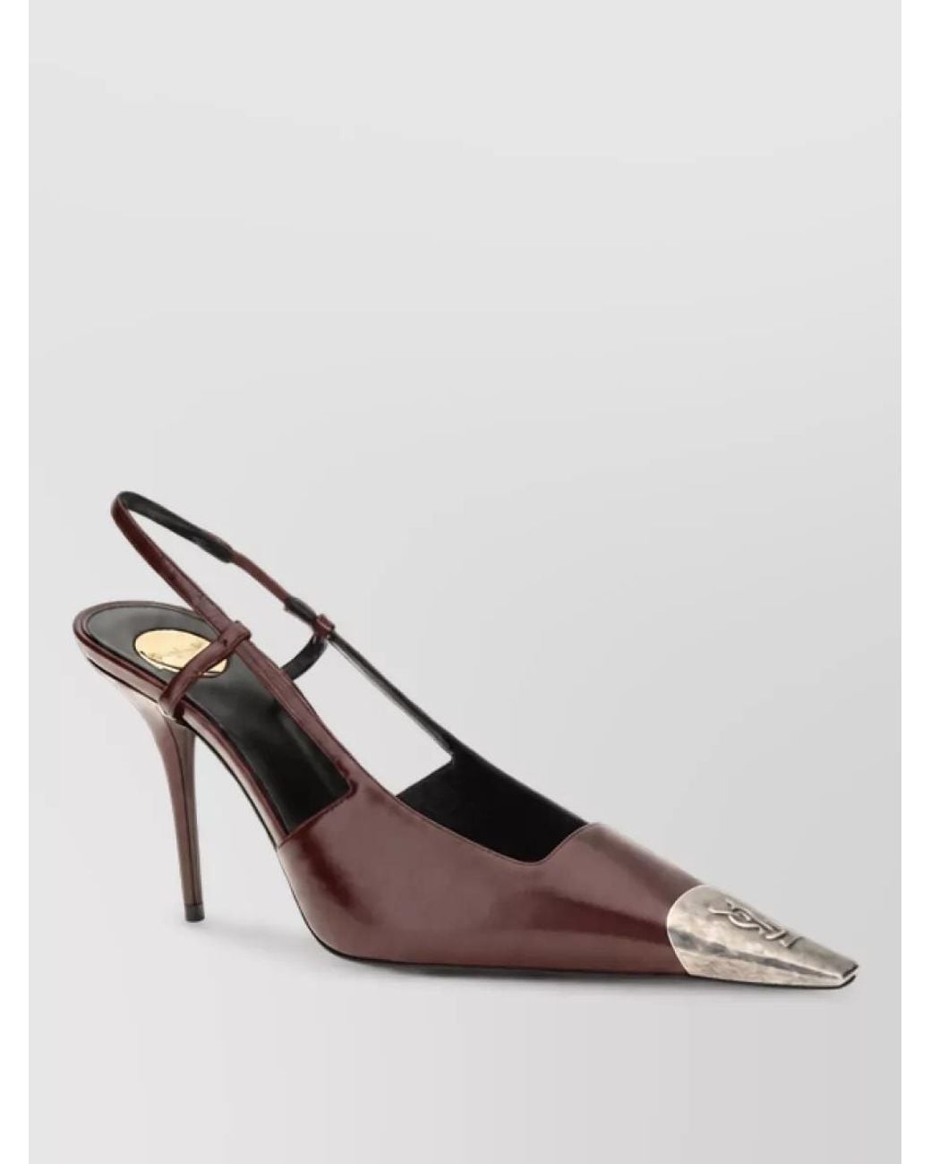 Saint Laurent Brown Leather High-Heel Mules