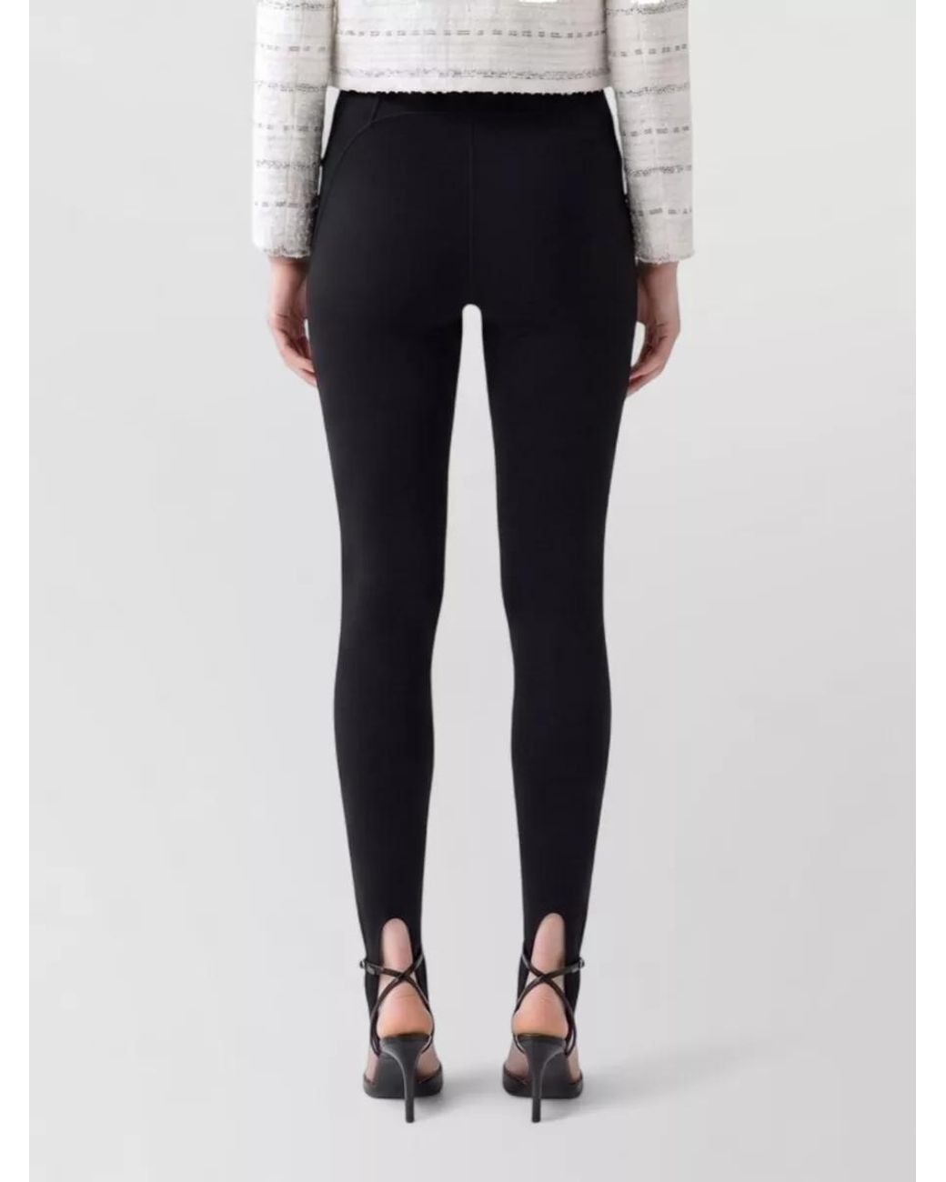 Self-Portrait Blue Ribbed High-Rise Stirrup Leggings