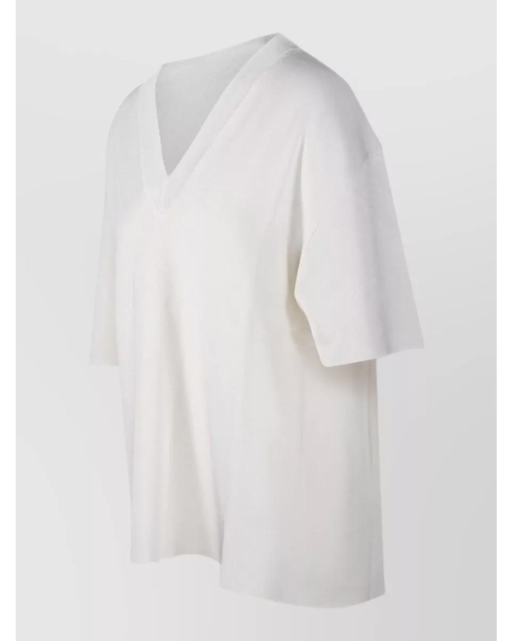 AMI White V-Neck Short-Sleeve Sweater