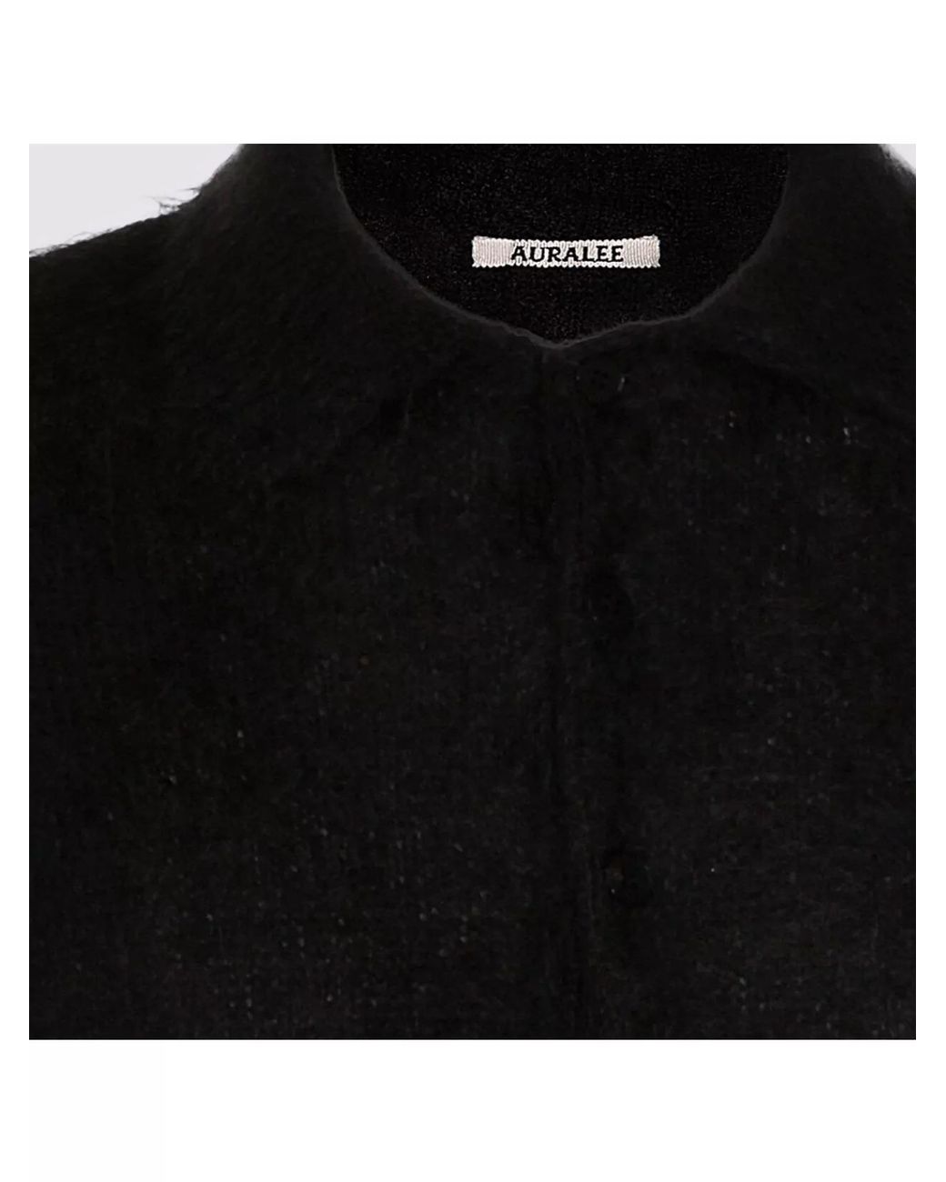 Auralee Black Mohair Long-Sleeve Polo Shirt for men