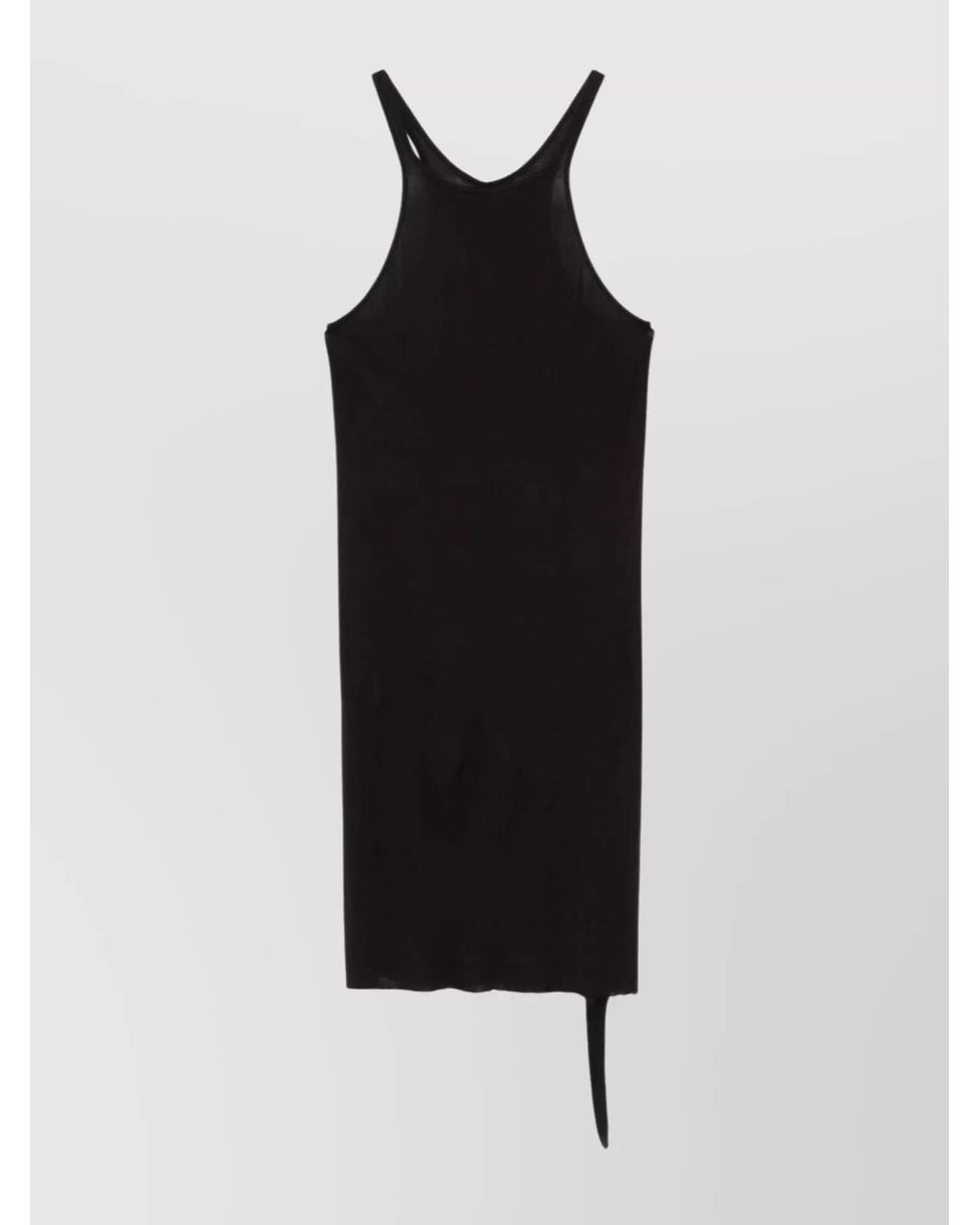 Rick Owens Black Cotton Racerback Knee-Length Dress