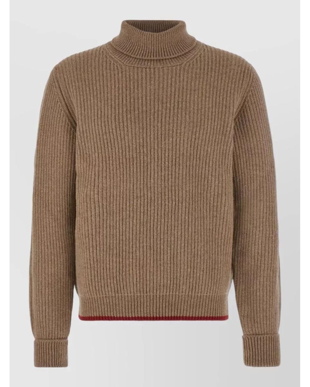 Fay Brown Ribbed Virgin Wool Turtleneck Jumper for men