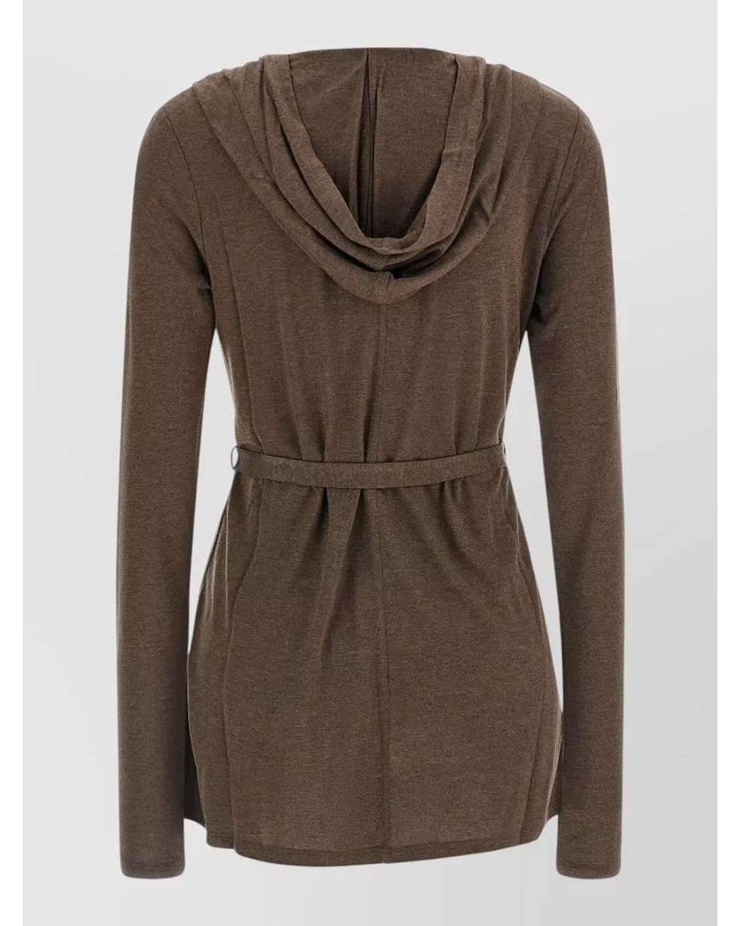 Max Mara Brown Silk Blend Belted Long Sleeve Cardigan