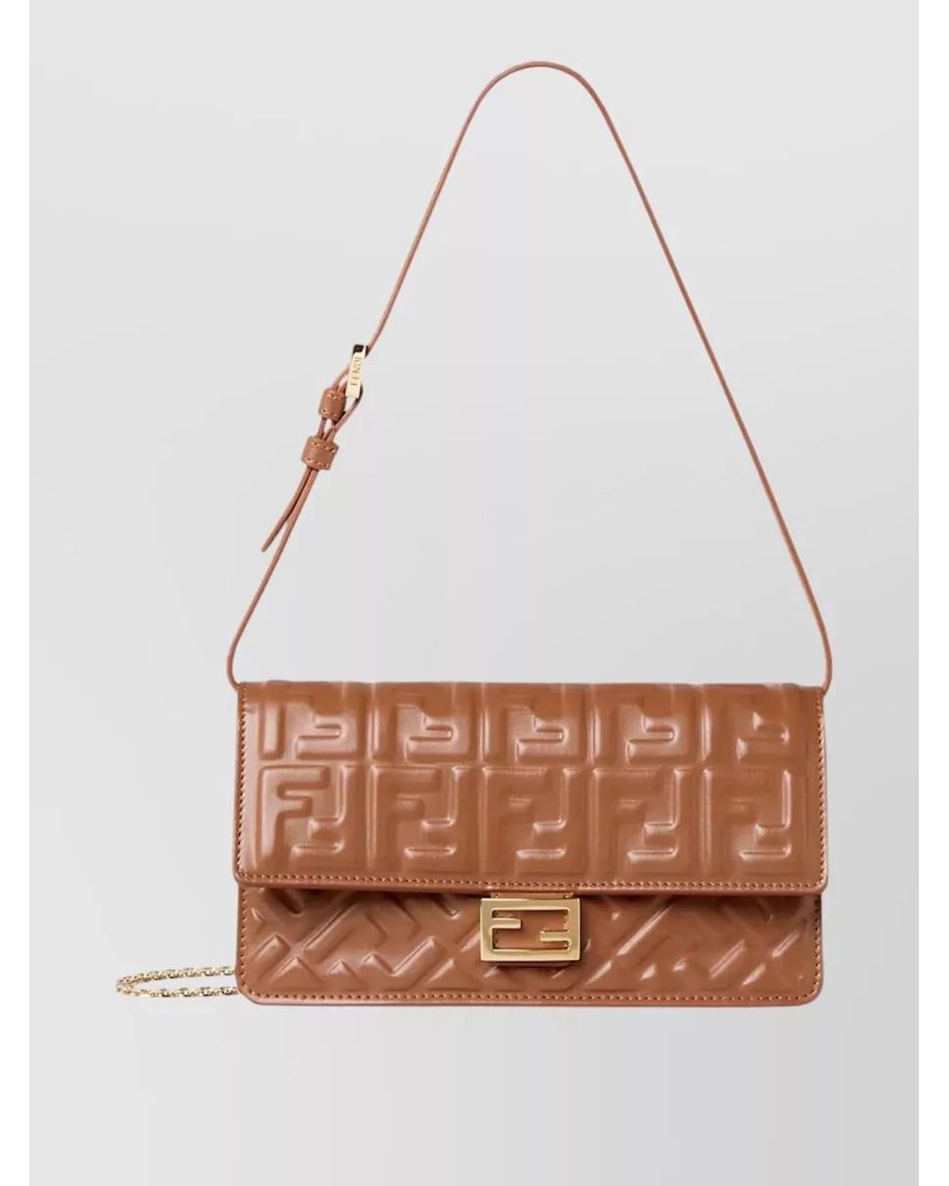 Fendi Brown Leather Chain Wallet