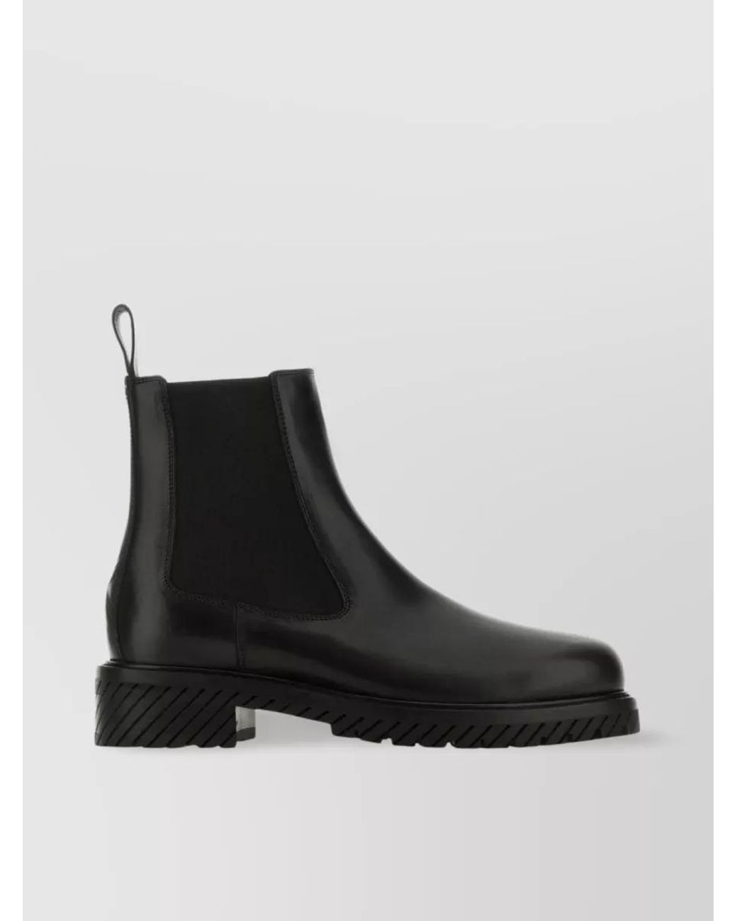 Off-White c/o Virgil Abloh Black Leather Combat Ankle Boots for men