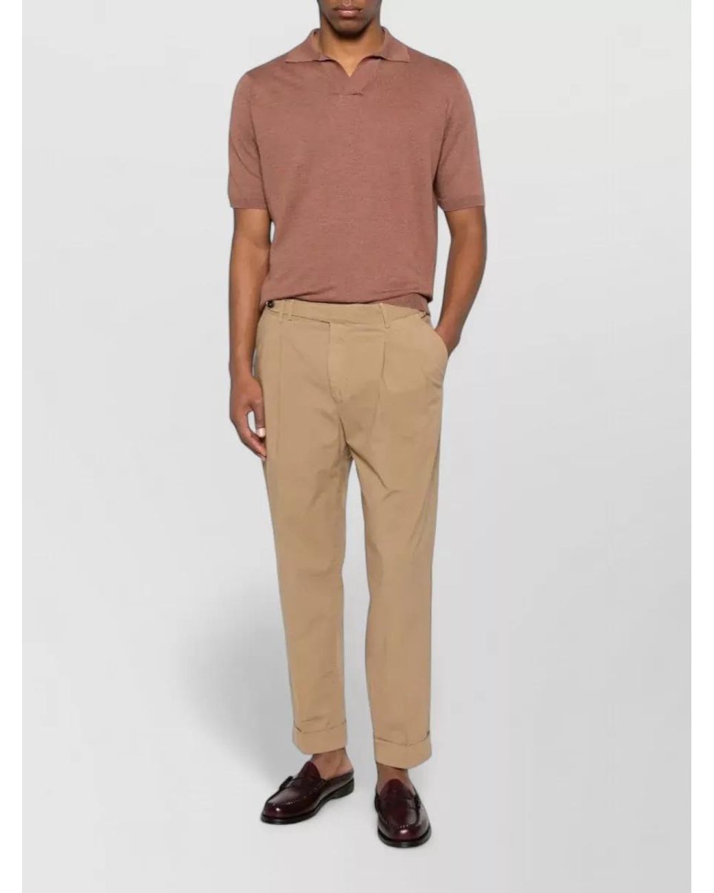 Lardini Pink Ribbed Short-Sleeve Polo Shirt for men