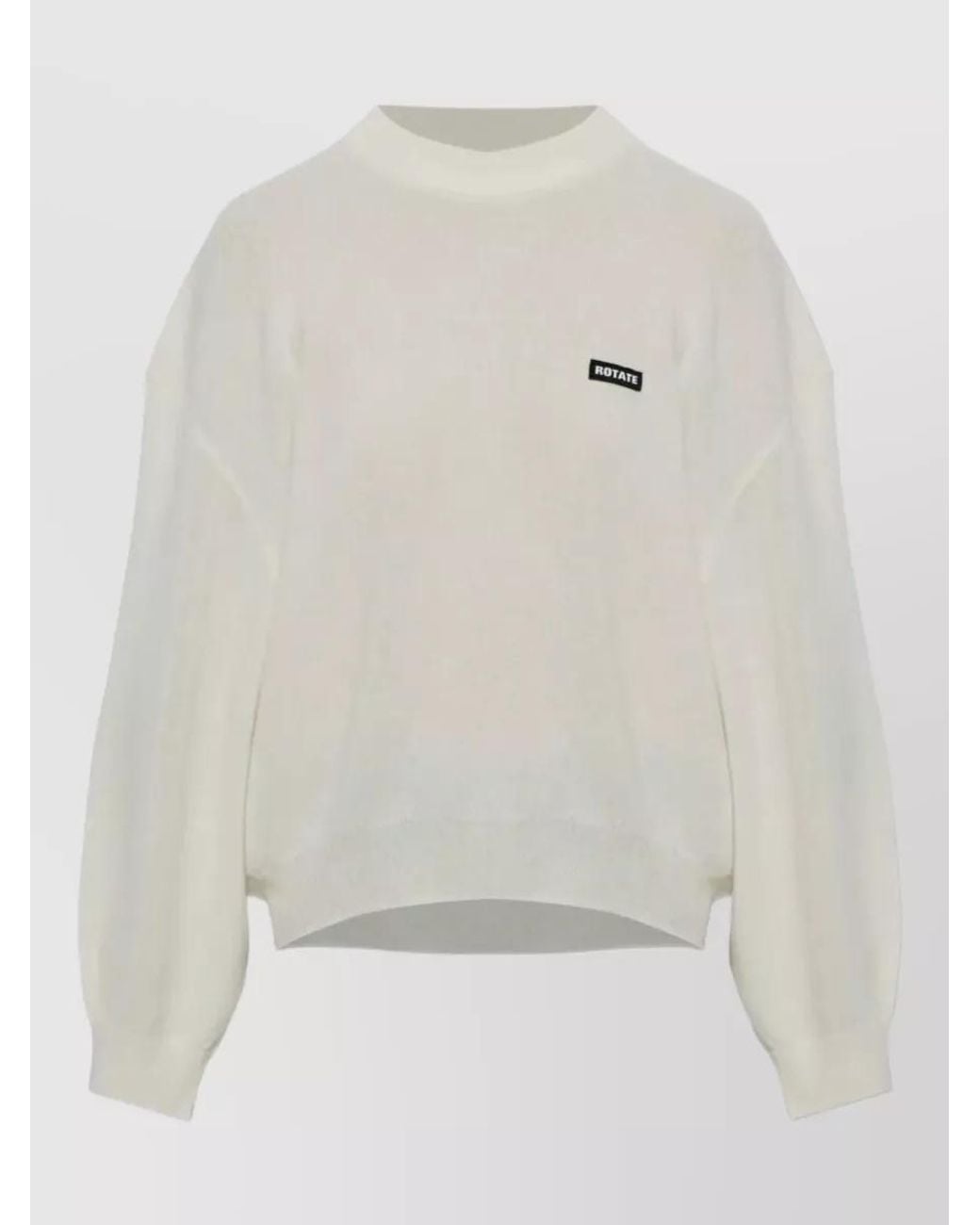 ROTATE BIRGER CHRISTENSEN White Wool Cashmere Ribbed Crewneck Sweater